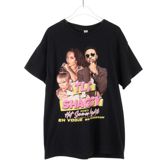 TLC & Shaggy Hot Summer Nights Tour Concert Tee Black Graphic T-Shirt Large - Picture 1 of 8